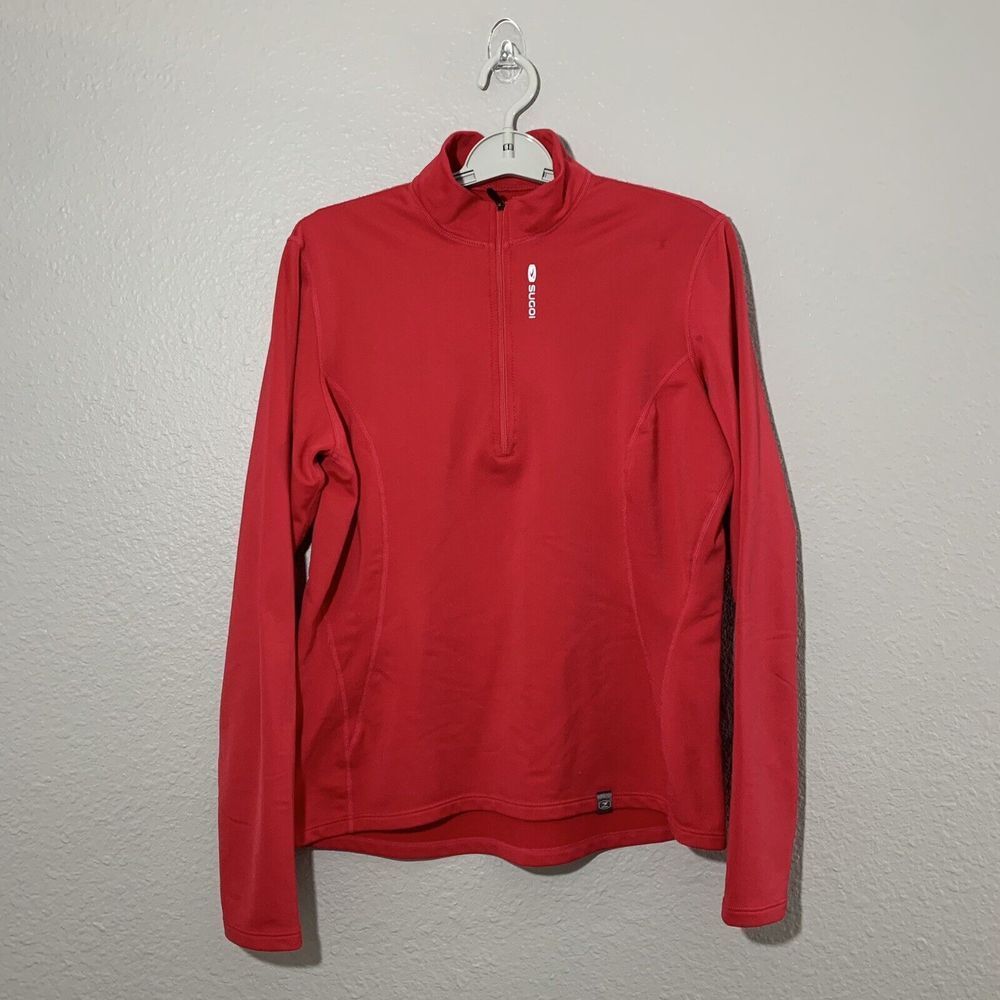 SUGOI Women's Red Cycling Jersey 1/4 Zip Cold Weather Heavyweight Jacket LARGE